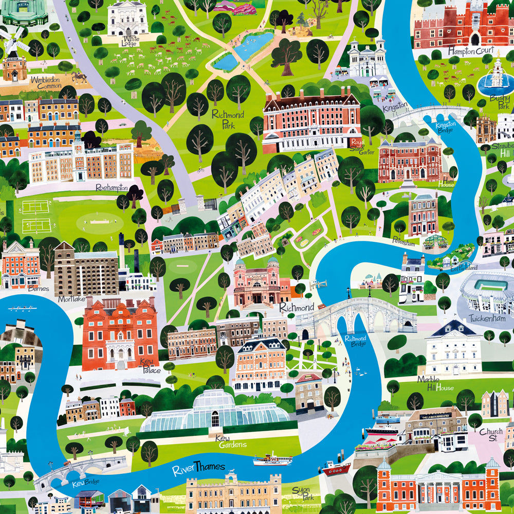 Map of River Thames, South West London Greetings Card