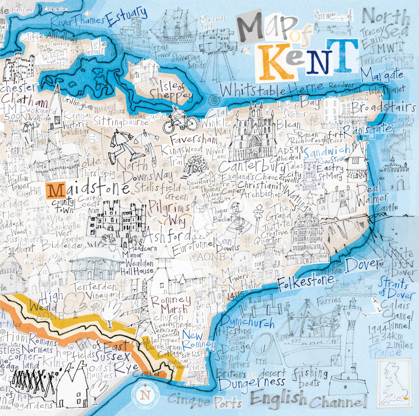 Map of Kent Greetings Card