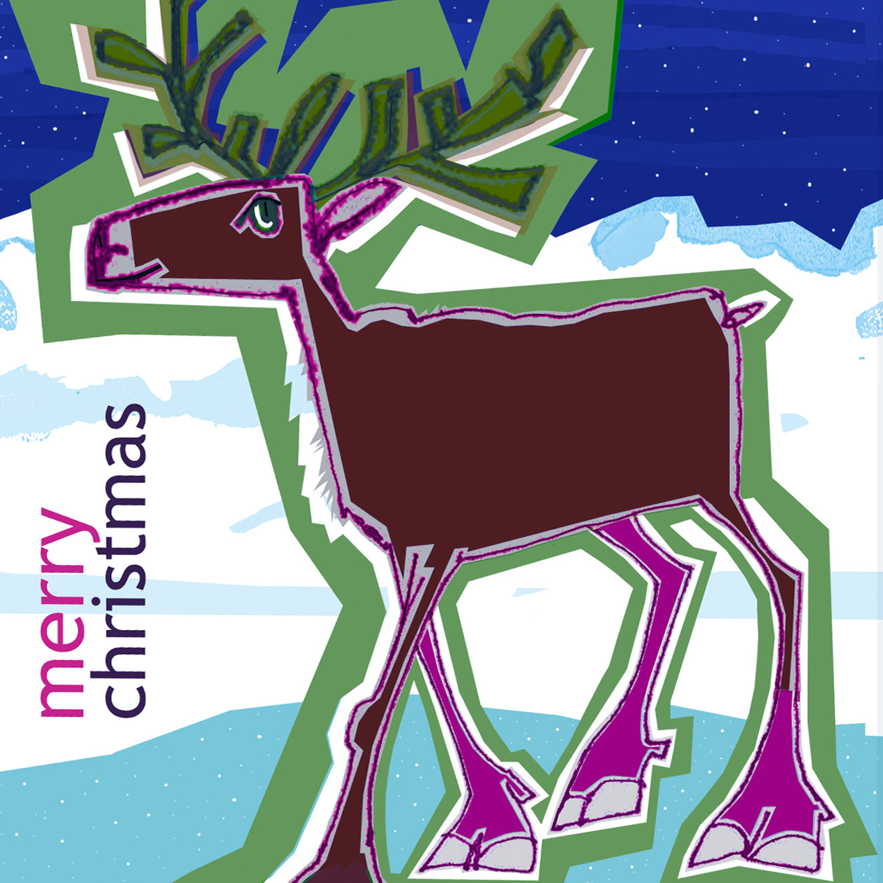 Z2 Merry Christmas Reindeer Christmas card