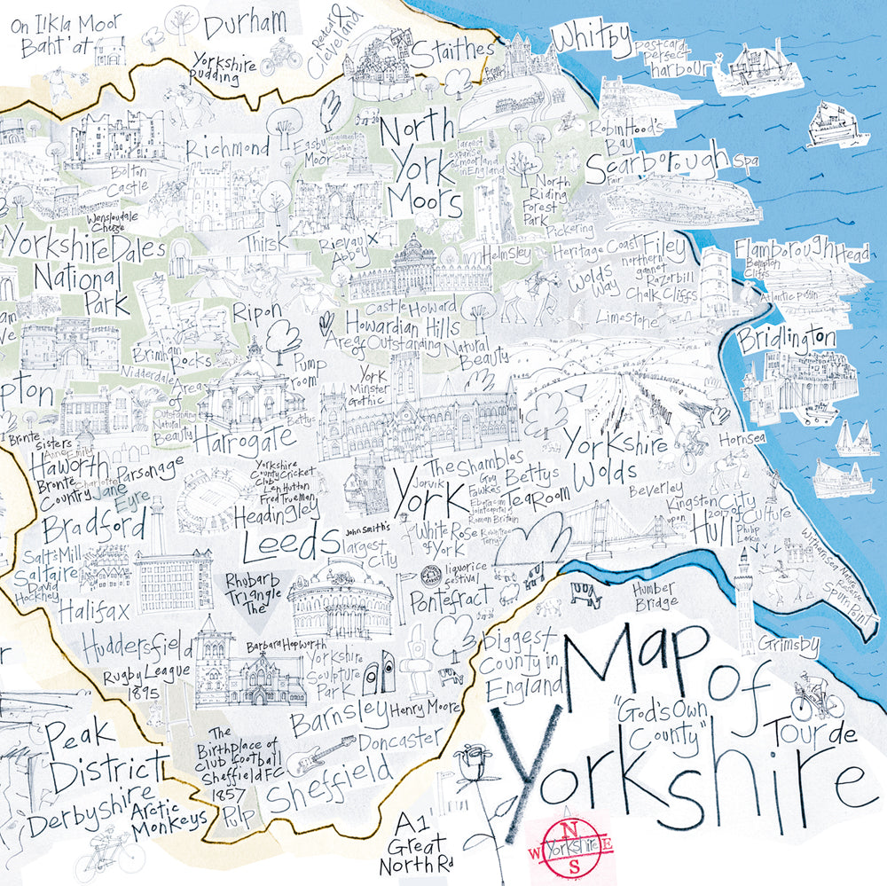 Map of Yorkshire Greetings Card