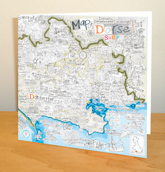 Map of Dorset - Greetings Card