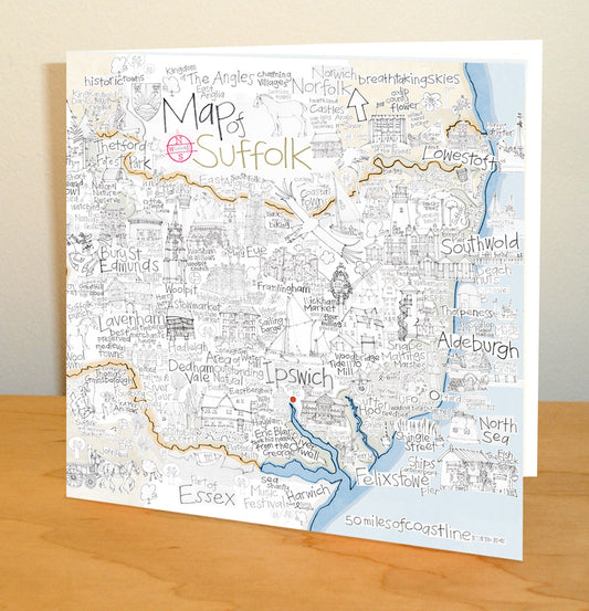 Map of Suffolk - Greetings Card