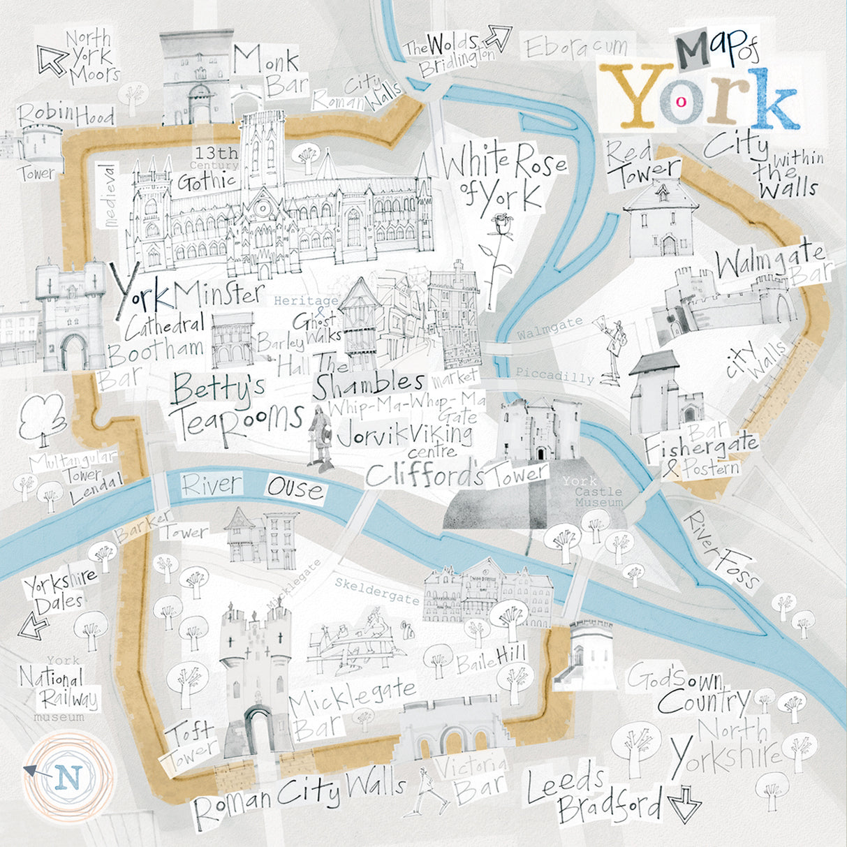 Map of York Greetings Card