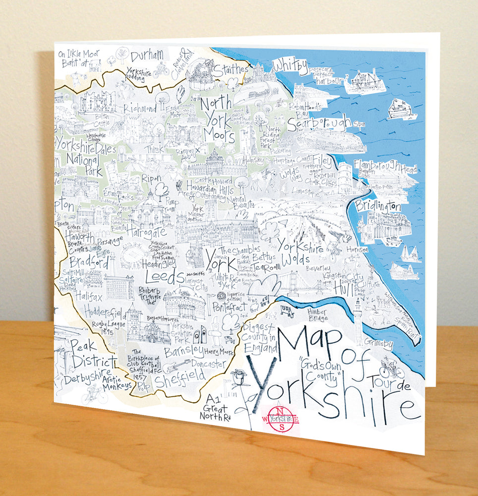 Map of Yorkshire Greetings Card
