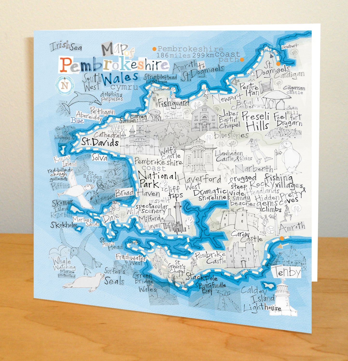 Map of Pembrokeshire Coast Path Greetings Card